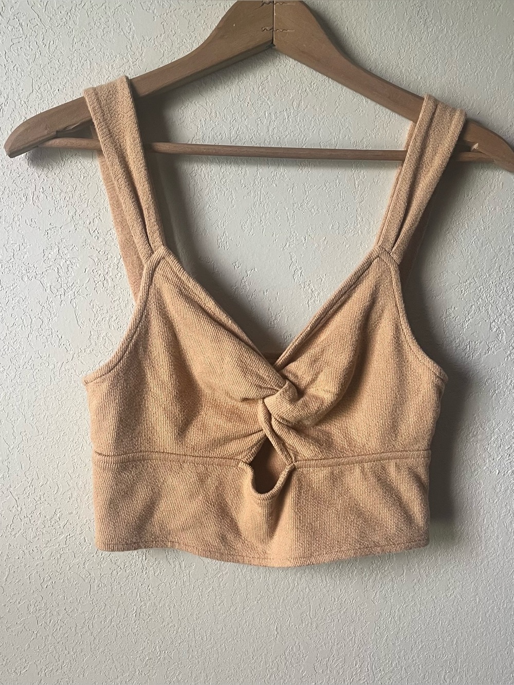 Madewell Beige Twist-Knot Crop Top
